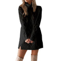 Women Long Sleeve Black Casual Elegant Dress